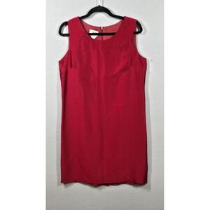 Vintage Talbots Pure Silk Dress Womens‎ 10 Red Sleeveless Sheath Knee Length